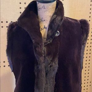 Authentic real beaver fur and leather vest
